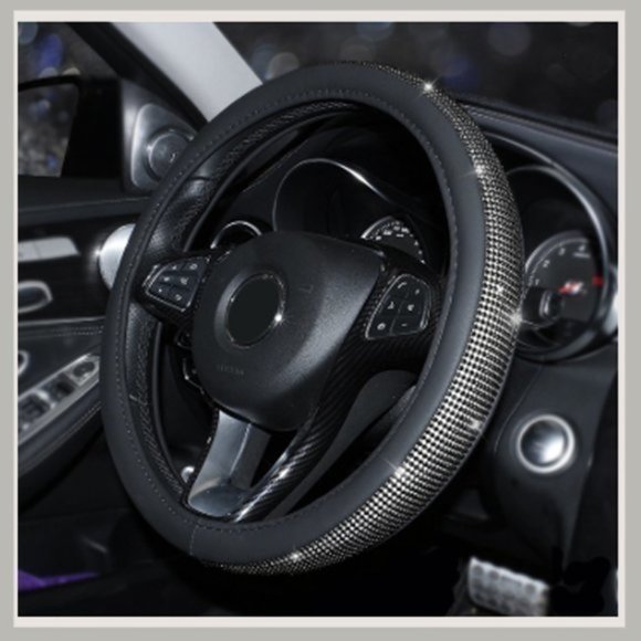 Accessories - Black Bling Steering Wheel Cover 15"